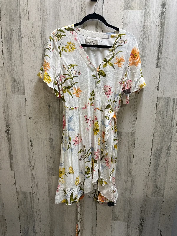 White Dress Casual Midi Loft, Size M Stylish Color Block Midi Dress