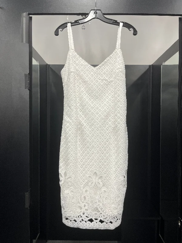 White Dress Party Midi White House Black Market, Size S Trendy Off-Shoulder Button Midi Dress
