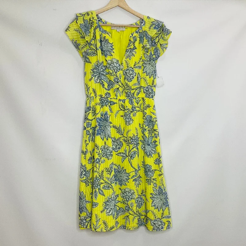 Yellow Dress Casual Midi Loft, Size Xs Comfortable Denim Midi Dress