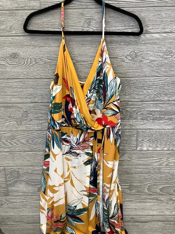 Yellow Dress Casual Midi Luxology, Size L Comfortable Stretch Midi Dress