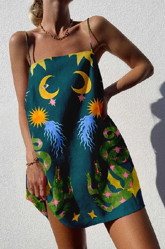 Sun and Done Linen Blend Unique Print Cami Loose Mini Dress Fashionable Denim Mini Dress Sun and Done Linen Blend Unique Print Cami Loose Mini Dress Fashionable Denim Mini Dress