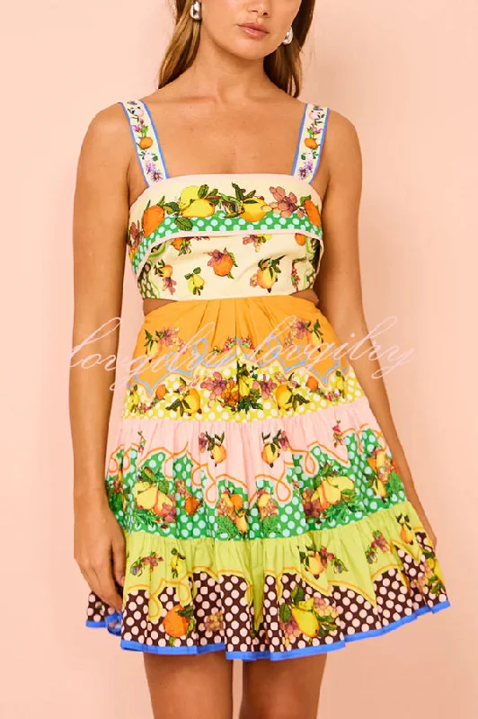 Sweet and Sour Summer Multicolor Lemon Print Pleated Hem Mini Dress Comfortable Fit-and-Flare Mini Dress Sweet and Sour Summer Multicolor Lemon Print Pleated Hem Mini Dress Comfortable Fit-and-Flare Mini Dress