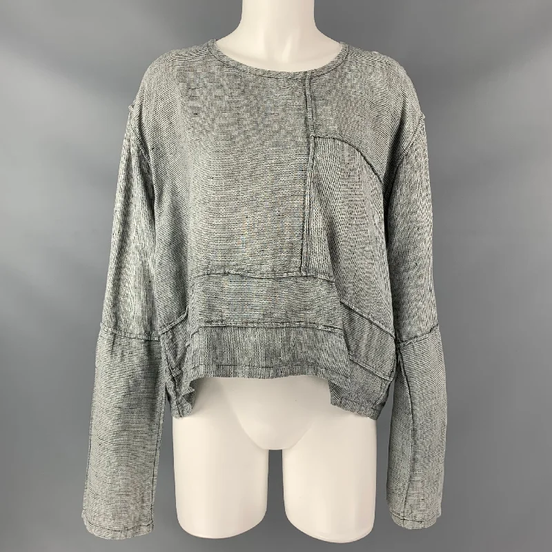 CYNTHIA ASHBY Size S Blue & White Linen Oversized Casual Pullover Top Puff Sleeve Stylish CYNTHIA ASHBY Size S Blue & White Linen Oversized Casual Pullover Top Puff Sleeve Stylish