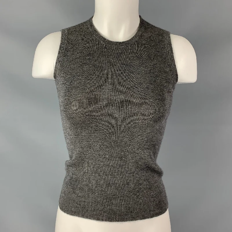 PRADA Size 4 Grey Cashmere & Silk Heather Sleeveless Tank Pullover Sarouel Sleeve Pullover PRADA Size 4 Grey Cashmere & Silk Heather Sleeveless Tank Pullover Sarouel Sleeve Pullover