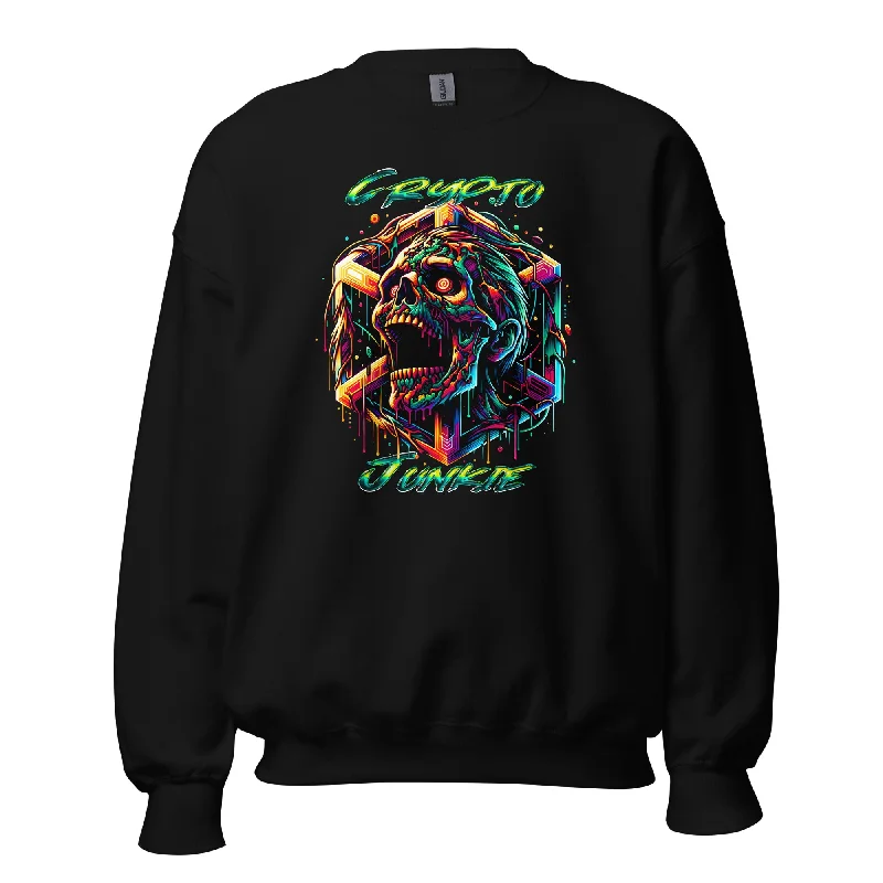 Screaming Zombie Skull Crypto Junkie Altcoins Sweatshirt Long Sleeve Pullover Jewel Neck Pullover Screaming Zombie Skull Crypto Junkie Altcoins Sweatshirt Long Sleeve Pullover Jewel Neck Pullover
